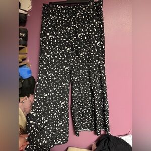 Chic Soul Black and White Wide Leg Pants